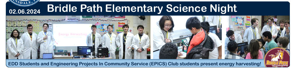 EDD students and EPICS club officers present at Bridle Path Science Night!