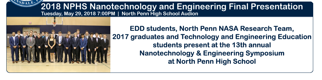 North Penn High School Engineering Academy seniors present at the Nanotechnology and Engineering Symposium in Tuesday, May 29, 2018 at North Penn High School